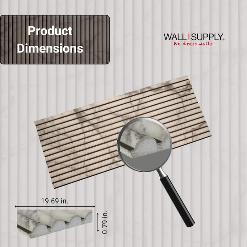 Wall!Supply Ultralight Linari Round HD Printed Wall Panel - 3D EPS Foam Wall Panels - Set of 4 Panels (24.97 sq ft)