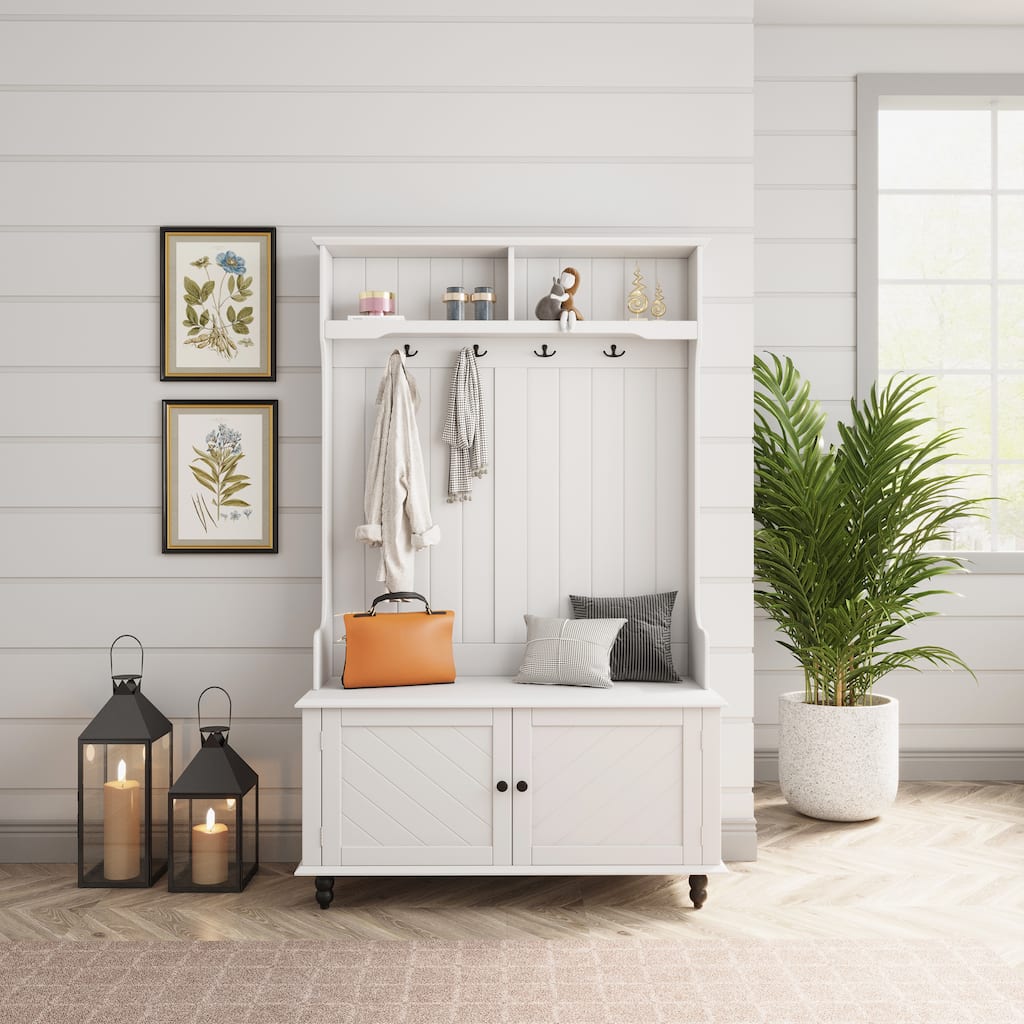 40Inch Hall Tree with 4 Hooks for Entrance