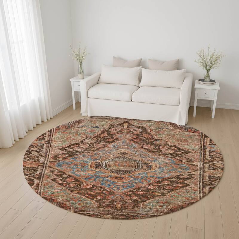Premium Washable Super Soft Traditonal Marcus Mayfield Rug - Chocolate - 8' x 8'