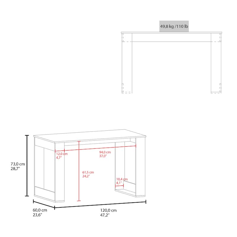 GDFStudio - Amelia Elegant Writing Desk with Ample Workstation and Sturdy Legs