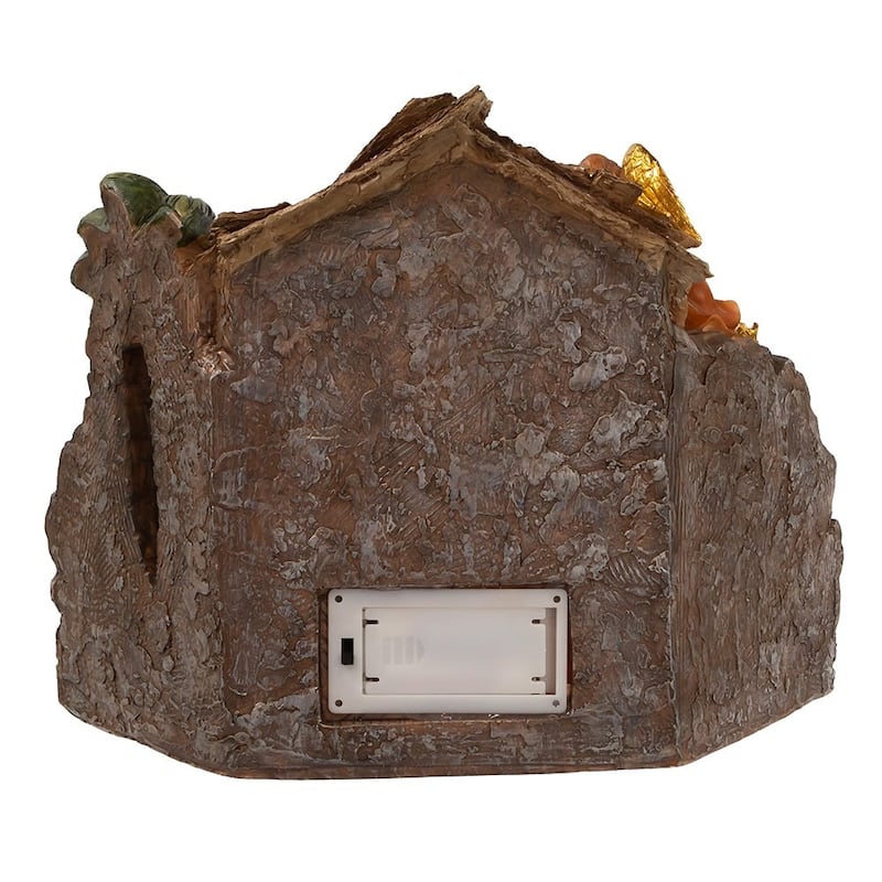 Kurt Adler 10.4-Inch Battery Operated Light-Up Nativity Table Piece - Brown