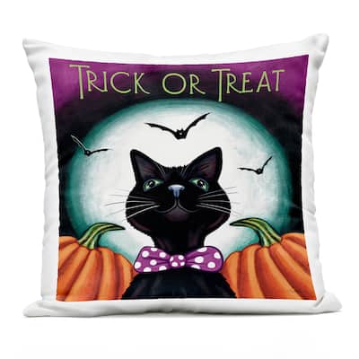Stupell Trick Or Treat Cat Printed Outdoor Throw Pillow Design by Elizabeth Tyndall