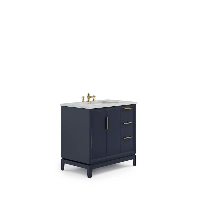 Elizabeth 36" Carrara White Marble Bathroom Vanity With Faucet