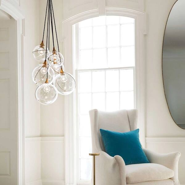 slide 2 of 8, Hinkley Skye 6-Light Chandelier in Heritage Brass