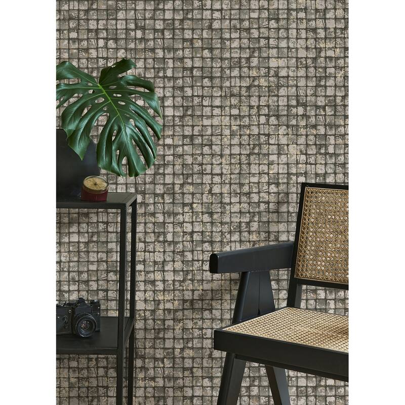 Advantage Kingsley Grey Tiled Wallpaper