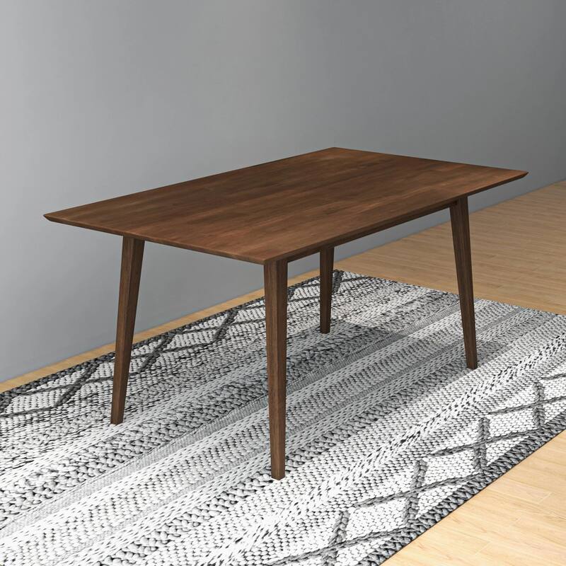 GDFStudio - Mary Modern 63" Length Solid Wood Rectangular Dining Table with Beveled Edges