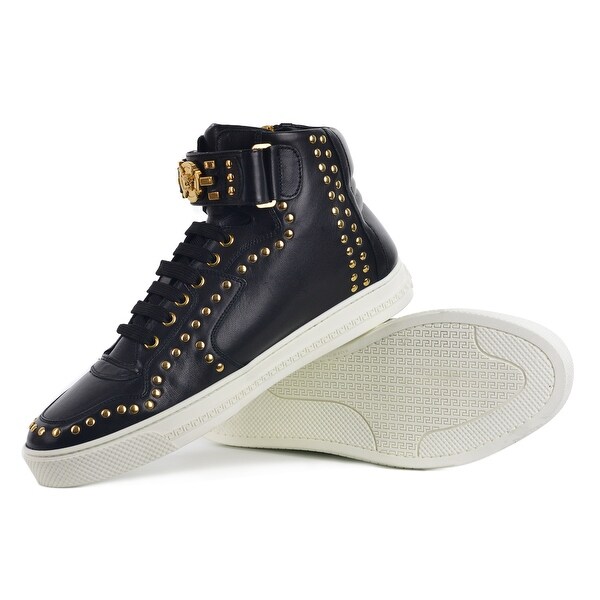 black and gold mens high top sneakers