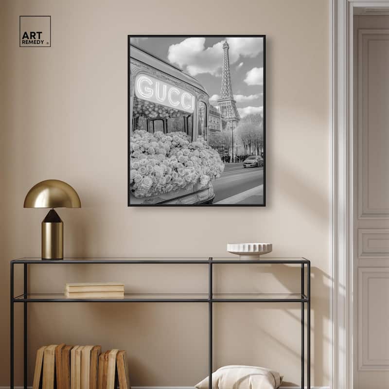 Dreamy Fashion Bus Noir Canvas by Art Remedy