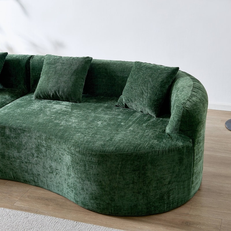 111.02" Curved Chenille Sectional Sofa, No Assembly Required