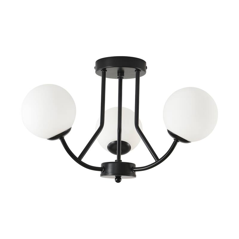3 - Light 12'' Modern Sputnik Globe Glass Semi Flush Mount Light