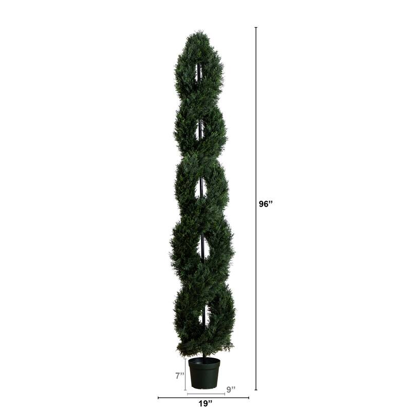 Double Spiral Pond Cypress Artificial Topiary Tree - 8'