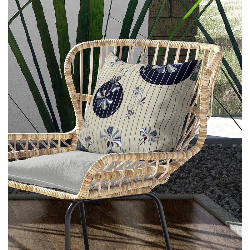 Circular Garden Indoor/Outdoor Reversible Throw Pillow Yellow and Blue