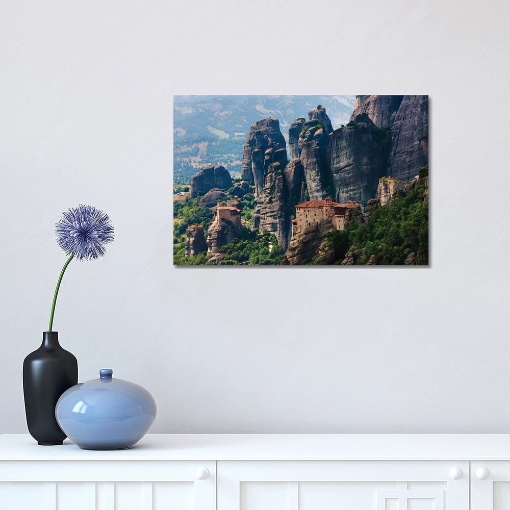 iCanvas "St. Nikolaos Anapafsas Monastery and Monastery of Roussanou, Meteora, Greece" by Keren Su Canvas Print