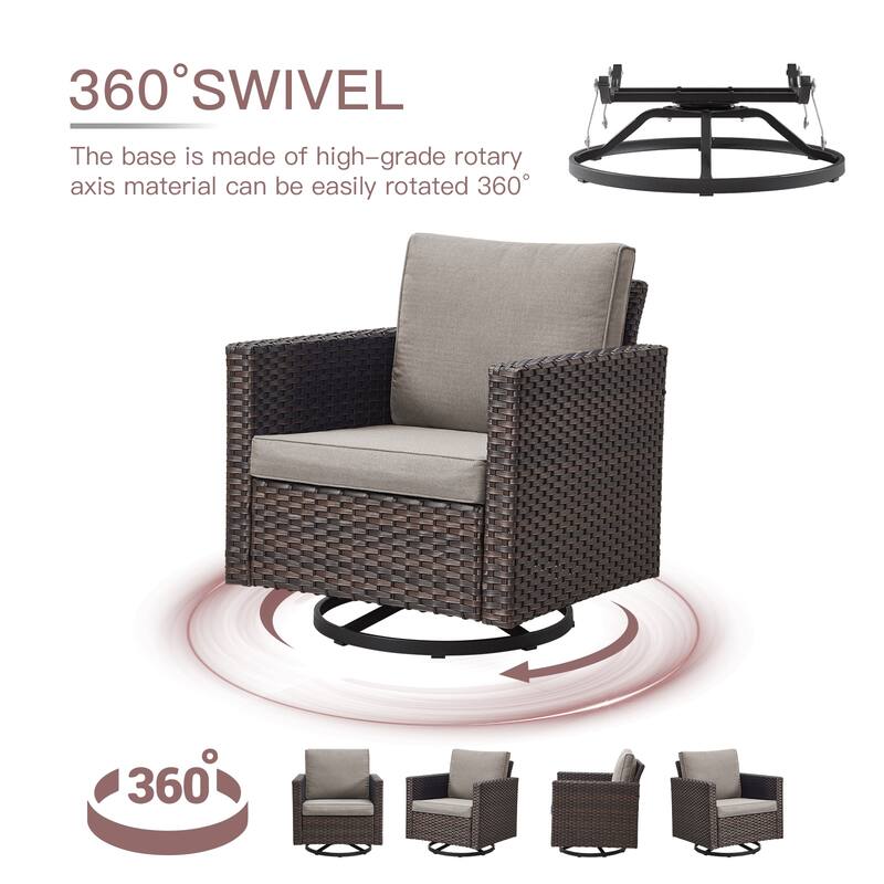 Gymojoy 3 Pieces Outdoor Wicker Swivel Rocker Patio Set