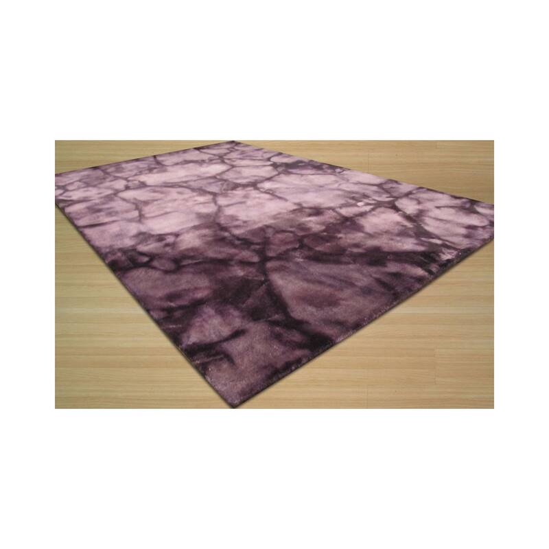 Purple Handmade Wool Contemporary Dip-Dyed Rug, 5' x 8', Soft Elegant Artistic Rug - L