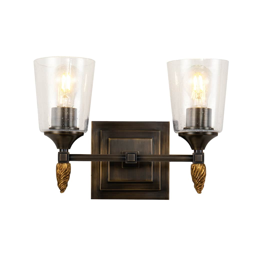 Vetiver 2-Light Dark Bronze with Gold Accents