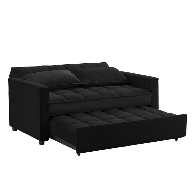 Modern Loveseat Sofa Velvet Upholstered Pull out Sleeper Convertible