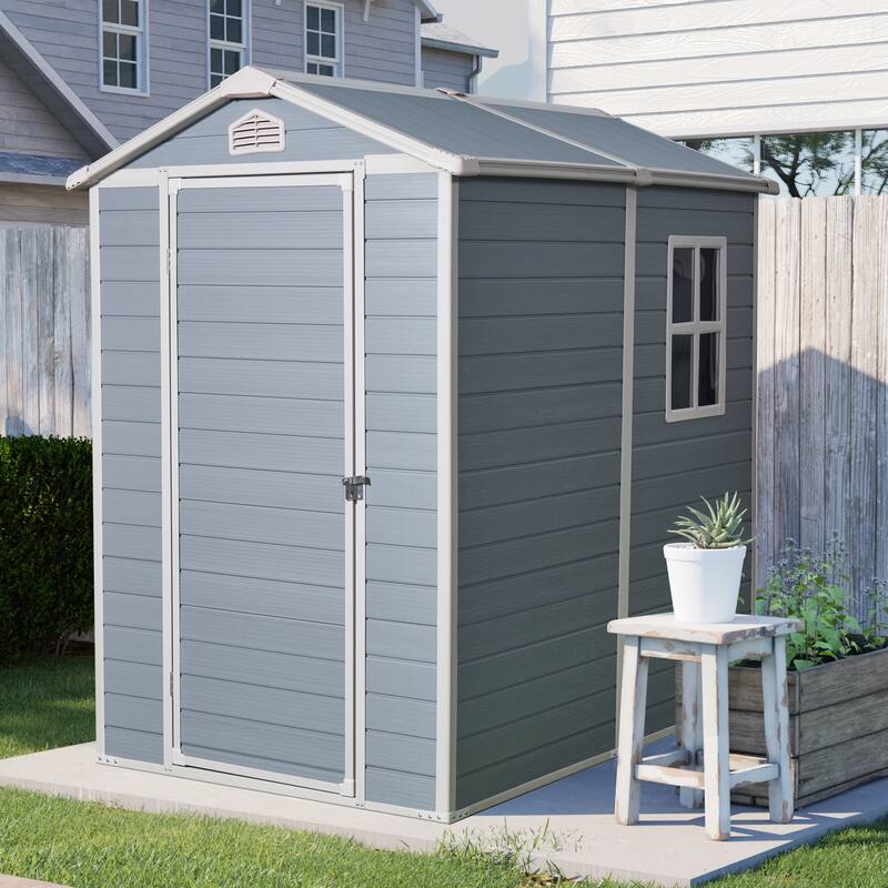4x6ft Resin Outdoor Storage Shed Kit-Perfect to Store Patio Furniture - Gray