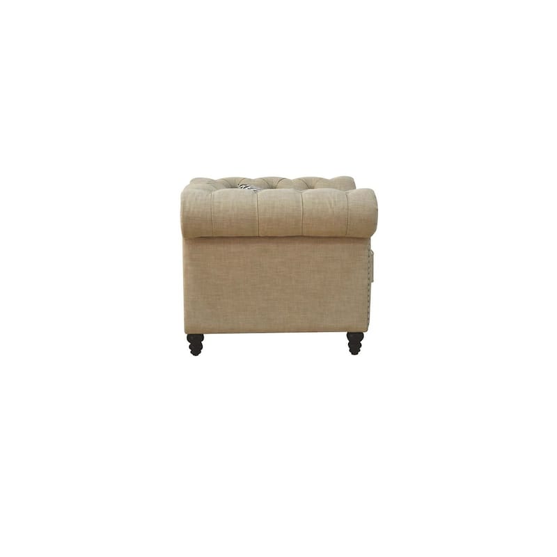 29" Linen Chair with Turned-Bun Legs