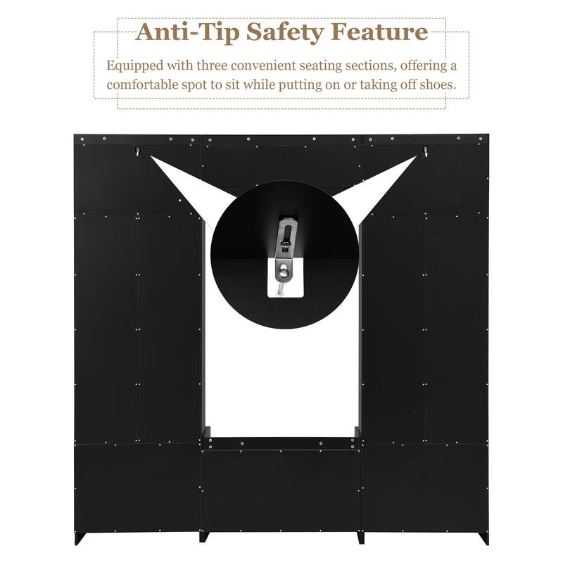 79.1" Wide Modern Hall Tree with Shoe Storage, 4-in-1 Entryway Bench with 8 Cubbies, 7 Coat Hooks & Adjustable Shelf