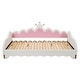 preview thumbnail 18 of 25, Modern Upholstered Princess Daybed wCrown Headboard & LED Lights, Twin to Size Extending Daybed Sofa Bed, Guest Bed