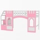 preview thumbnail 7 of 7, Twin Size Pink Castles Loft Bed with Storage Staircase, Safety Fences