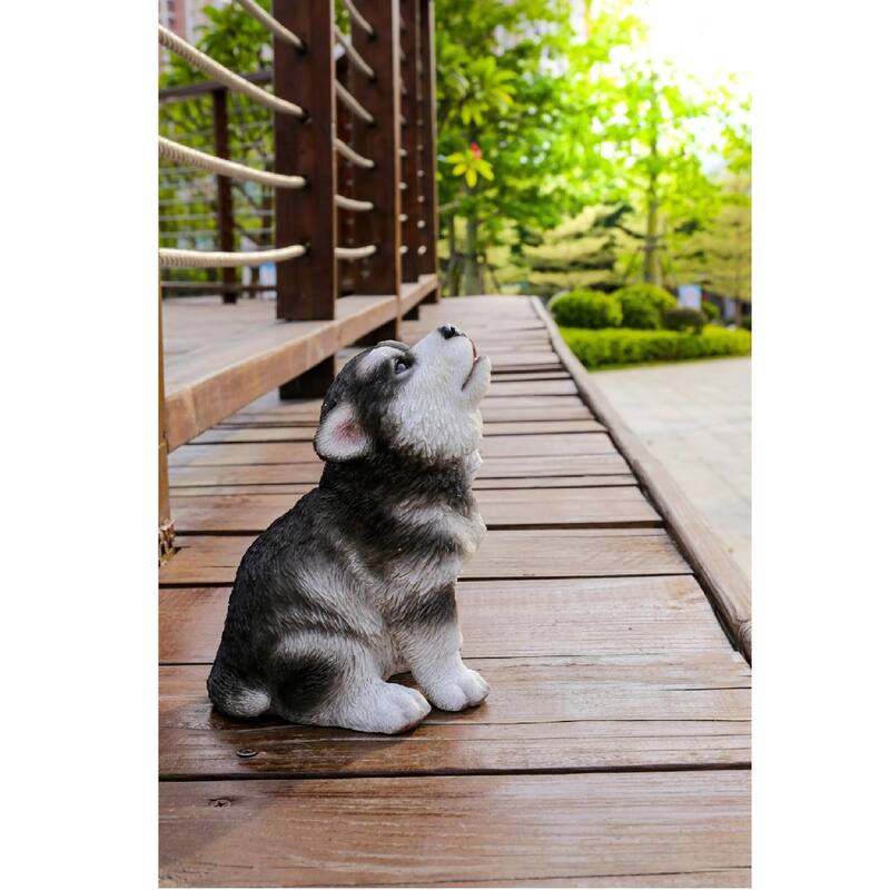 6.5" howling alaskan malamute puppy outdoor garden statue