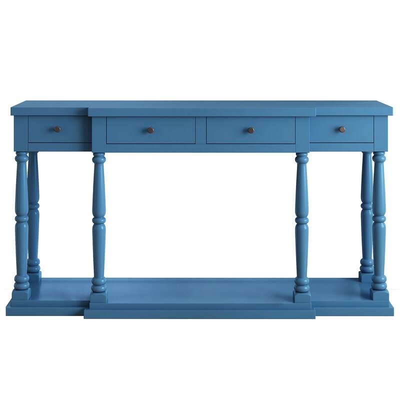 Retro Console Table with 4 Front Facing Storage Drawers and 1 Shelf
