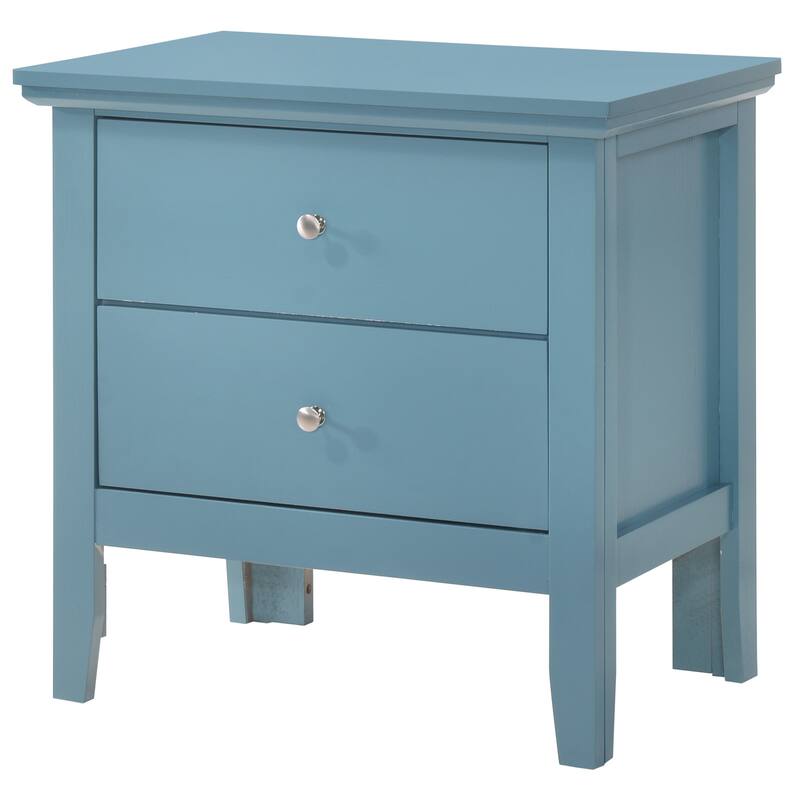 Teal Nightstand 24x24x16 with Two Drawers, Vibrant Transitional Bedside Table for Storage and Bedroom Accent Furniture