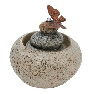Foreside Home & Garden Butterfly On Rock Indoor Water Fountain With ...
