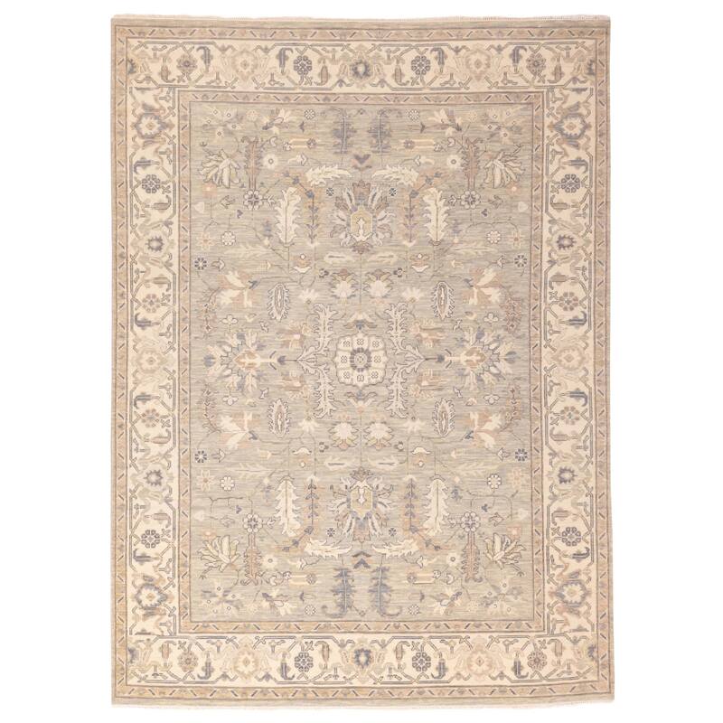ECARPETGALLERY Hand-knotted Modern Oushak Sage Wool Rug - 9'0 x 12'3