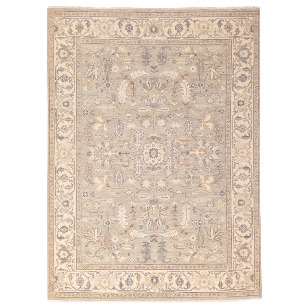 ECARPETGALLERY Hand-knotted Modern Oushak Sage Wool Rug - 9'0 x 12'3
