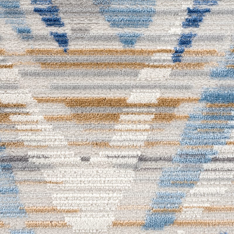Abani Dune Contemporary Chevron Blue and Grey Indoor Area Rug