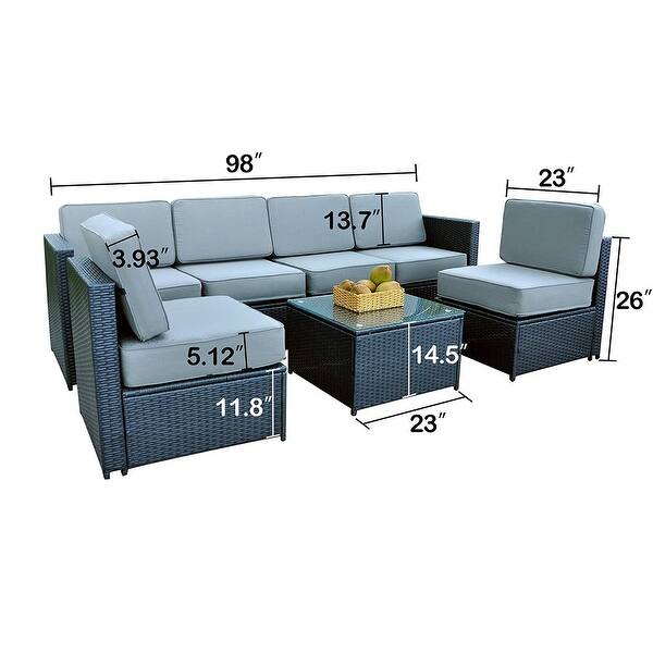 Kwari 7piece Black Wicker Patio Sectional Set by Havenside Home Bed