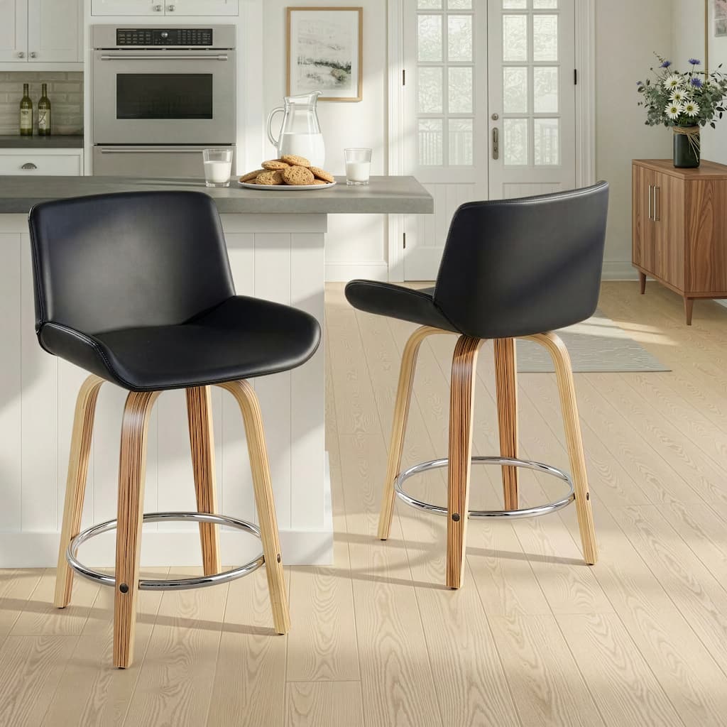 Carson Carrington Tranas 24" Fixed-Height Counter Stool with Round Footrest (Set of 2)