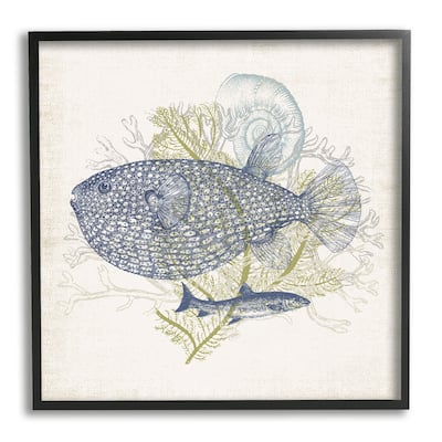 Stupell Aquatic Sea Life Rustic Seashell Layered Fish Framed Wall Art, Design by Victoria Barnes