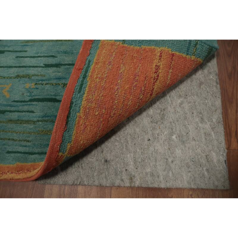 Hand Knotted Oriental 100% Wool Carpet Tribal Geometric Navy Blue & Blues Gabbeh Area Rug - 5' 6'' X 3' 7''