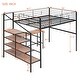 preview thumbnail 3 of 16, Metal Kids Loft Bed Frame, Under Bed with Desk and Storage Shelves, Lateral Storage Ladder & Slatted Guardrails