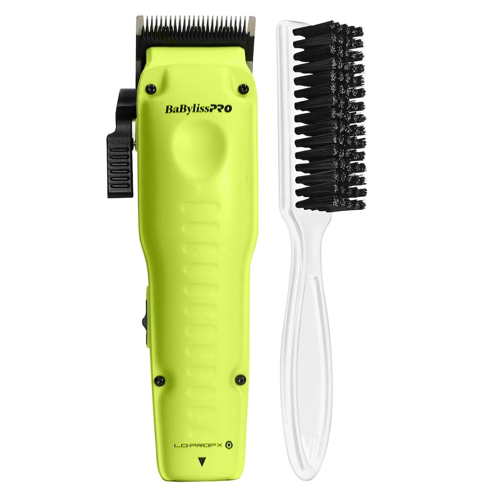 BaBylissPRO FXONE Lo-ProFX Limited Edition Neon Yellow Clipper with Charging Base & Battery FX829 + Fade Brush - Neon Yellow