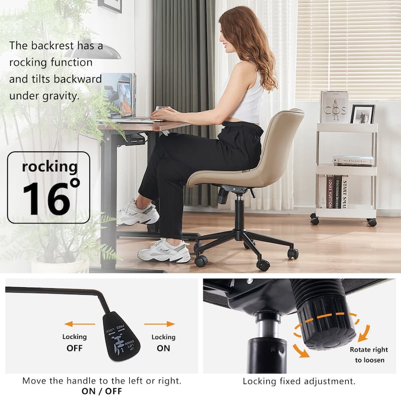 Ergonomic Office Chair Swivel Armless Desk Chair with Wheels