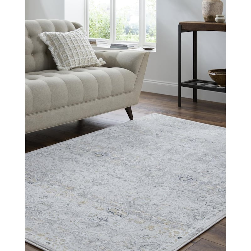 Livabliss Lorenz Traditional Medallion Area Rug - Grey - 5' 3" x 7'