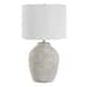 Porch & Den Distressed White Ceramic Nickel Linen Shade Vase Table Lamp - Off-white