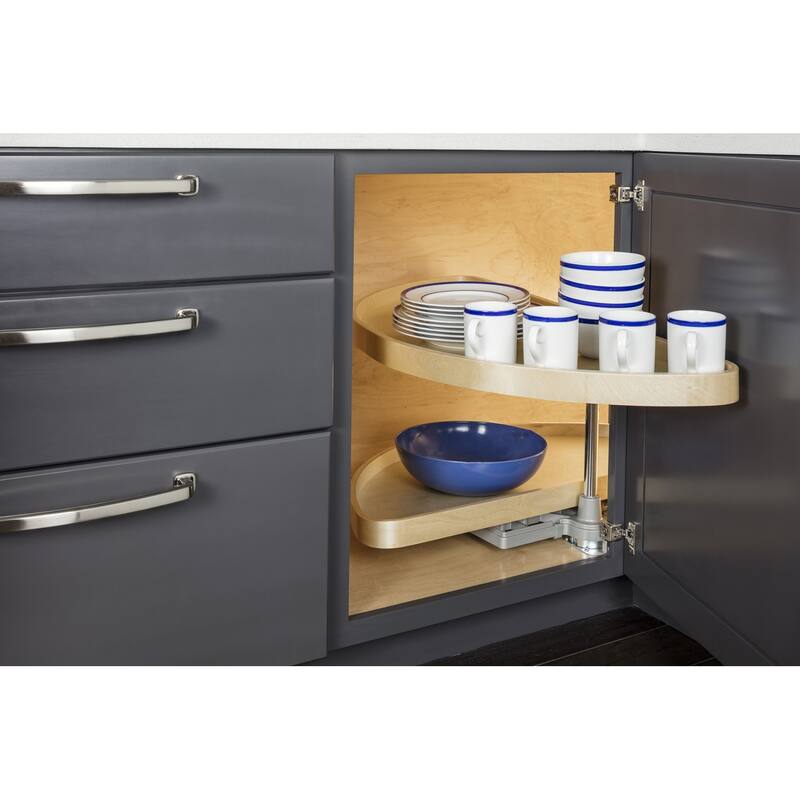Hardware Resources 28" Diameter Half Moon Two Shelf Lazy Susan with