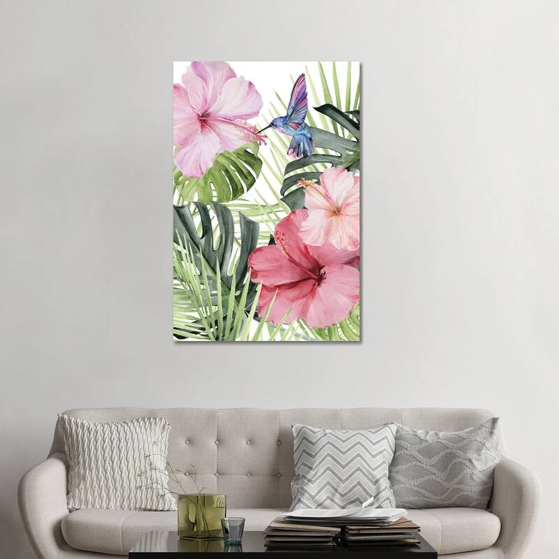 iCanvas "Hibiscus & Hummingbird I" by Jennifer Paxton Parker Canvas Print - 48x32x1.5