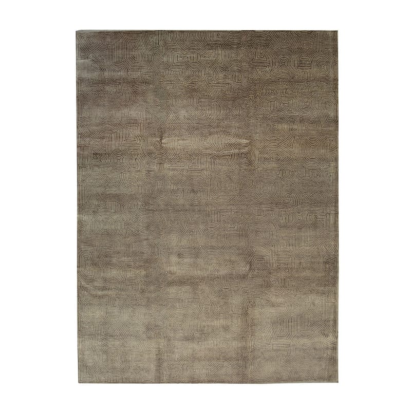 Gold Handmade Wool Transitional Rug 14' x 20' - Hand Knotted Natural Dyes Soft Pile Cotton Foundation - N/A