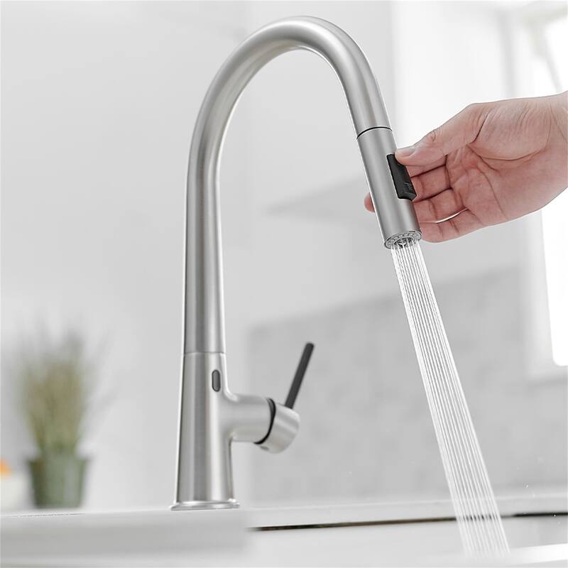 Touchless Kitchen Faucet With Pull Down Sprayer Single Handle Kitchen Sink Faucet One Hole Laundry Vanity Smart Hand-Free Taps