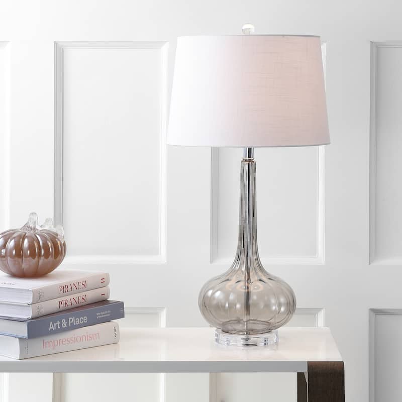 Diamante 28.5" Glass Teardrop LED Table Lamp, Pink (Set of 2) by JONATHAN Y