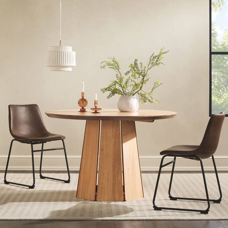Middlebrook Designs 48 inch Round Solid Wood Pedestal Dining Table - Cerused White