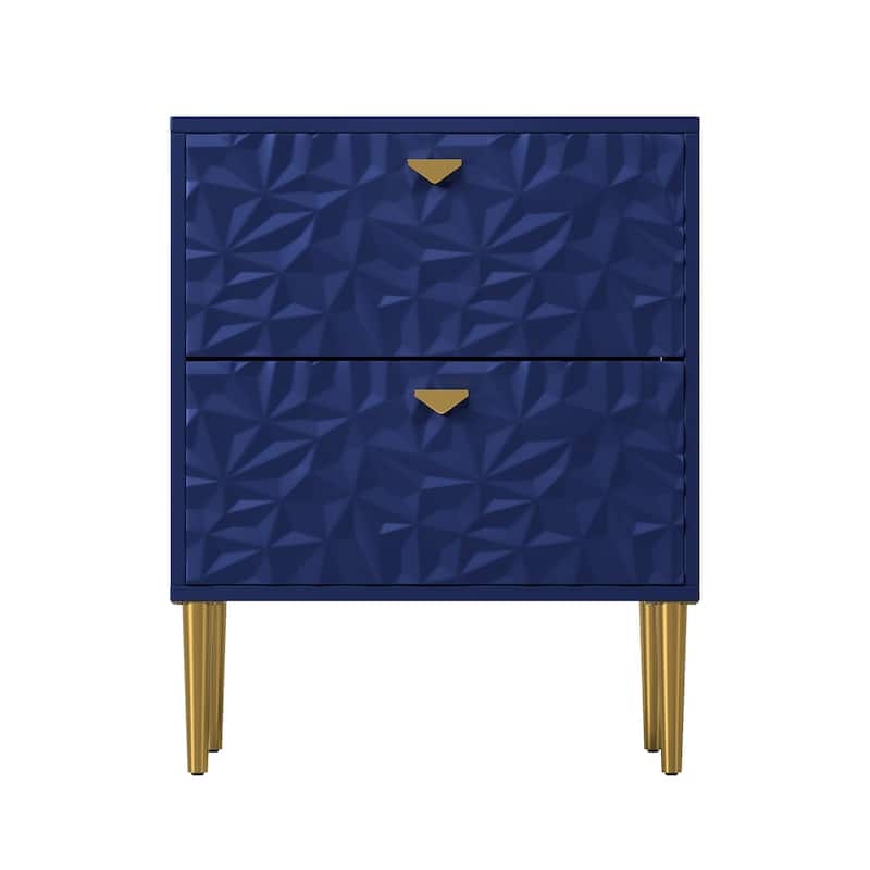 Clihome 2 Drawers High Gloss Storage Accent Nightstand for Bedroom