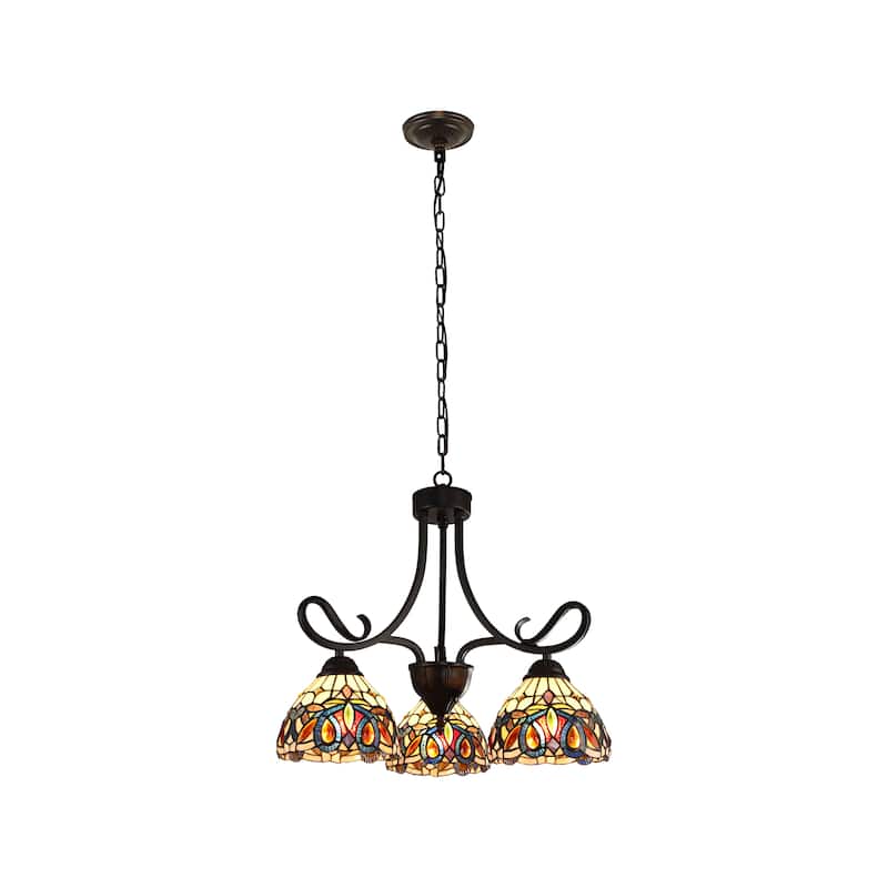 Tiffany-Style Victorian Design 3-light Dark Bronze Chandelier